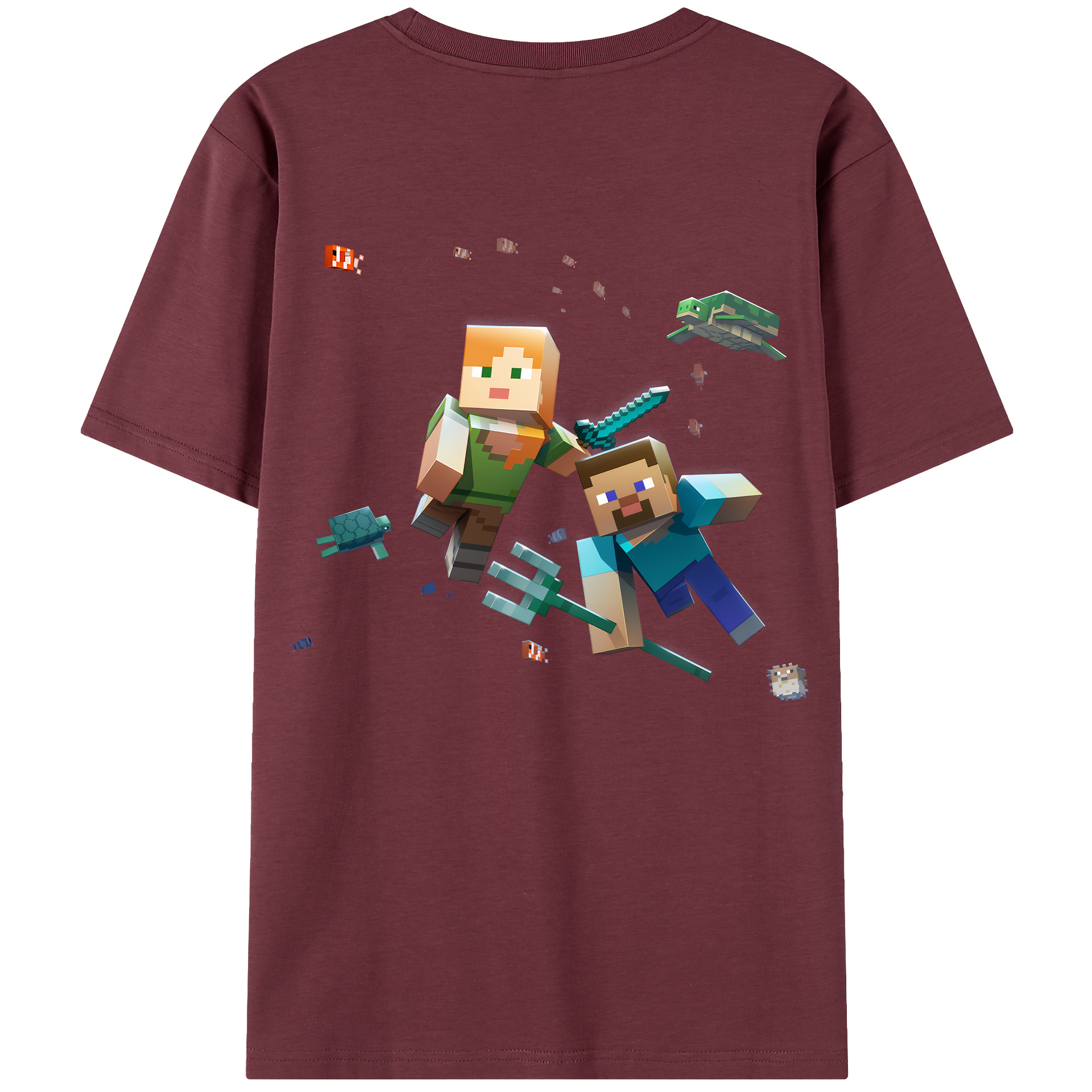 （画像用） マインクラフト ブロックの世界 Minecraft MC Block world 綿100％半袖Tシャツ（背面プリント）